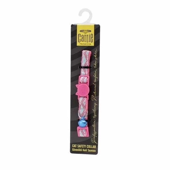 Cattie Desenli Kedi Boyun Tasması Pembe 1x15-25 Cm