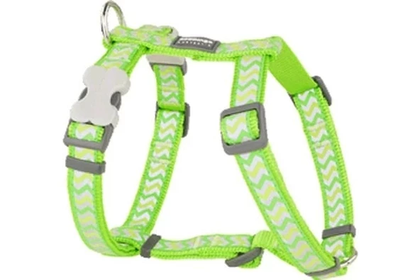 Red Dingo Reflektörlü Ziggy Desenli Köpek Göğüs Tasması Lime 25 Mm