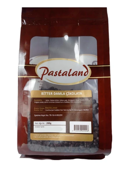 PASTALAND BİTTER DAMLA DROP ÇİKOLATA 200 gr - 2