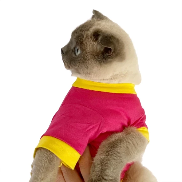 Love Mom Pink, Oval Yaka Tişört Kedi Kıyafeti,Elbisesi Anneler Günü - 7