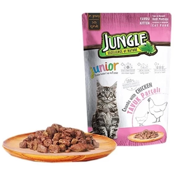 Jungle Tavuklu Pouch Yavru Konserve Kedi Maması 85 Gr