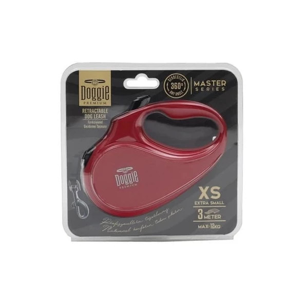 Doggie Master Otomatik Köpek Uzatma Tasması Xsmall Kırmızı 12 Kg 3 Mt - 1