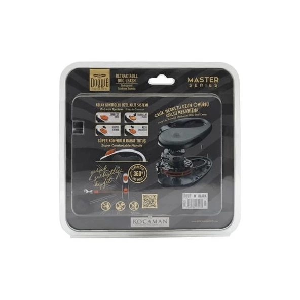 Doggie Master Otomatik Köpek Uzatma Tasması Medium Siyah 25 Kg 5 Mt - 4