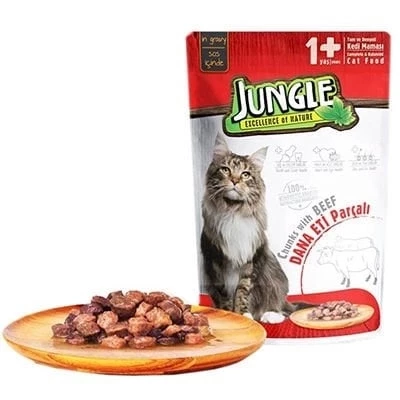 Jungle Dana Etli Pouch Yetişkin Konserve Kedi Maması 85 Gr