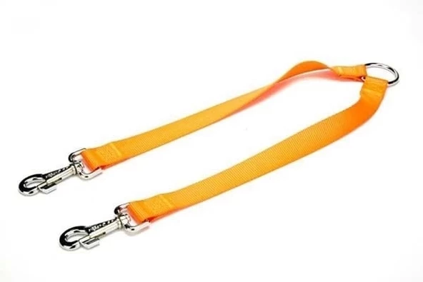 Doggie Dokuma Çift Köpek Gezdirme Tasma Aparatı Medium Turuncu 2.5x70-60 Cm - 1