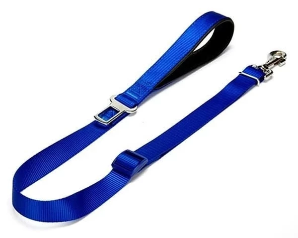 Doggie Dokuma Emniyet Kemerli Köpek Gezdirme Tasma Aparatı Medium Mavi 2.5x80-120 Cm