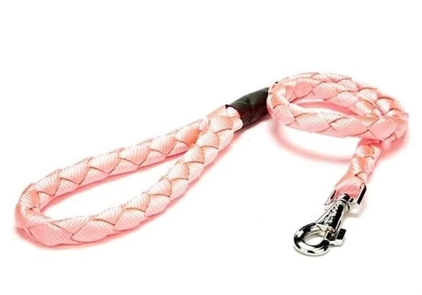 Doggie Örgülü Dokuma Köpek Gezdirme Tasması Medium Pembe 2x100 Cm - 1