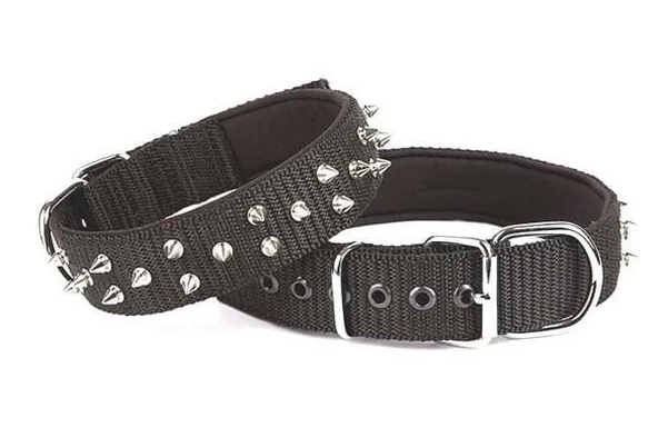 Doggie Comfort Dokuma Çivili Köpek Boyun Tasması Large Siyah 4x57-65 Cm - 1