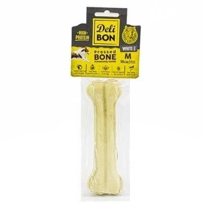 Delibon Deri Press Köpek Kemik Ödülü Medium Beyaz 15 Cm 1 Adet