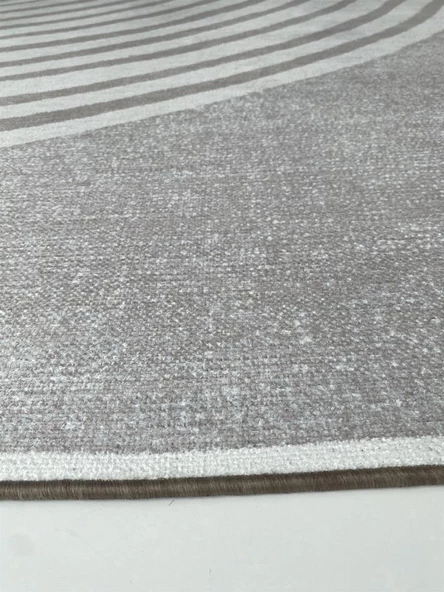 Modern Şönil Dokuma Taban Geometrik desenli Gri Beyaz Halı - 4