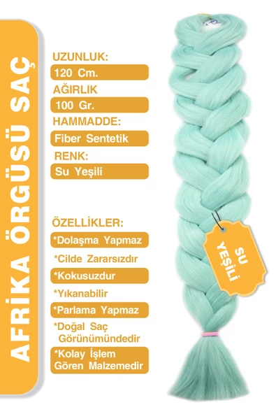 Afrika Zenci Örgüsü Rasta Ve Box Braid için Sentetik Saç - Su Yeşili - Resim 6
