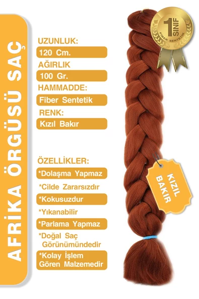 Afrika Zenci Örgüsü Rasta Ve Box Braid için Sentetik Saç - Kızıl Bakır - Resim 6