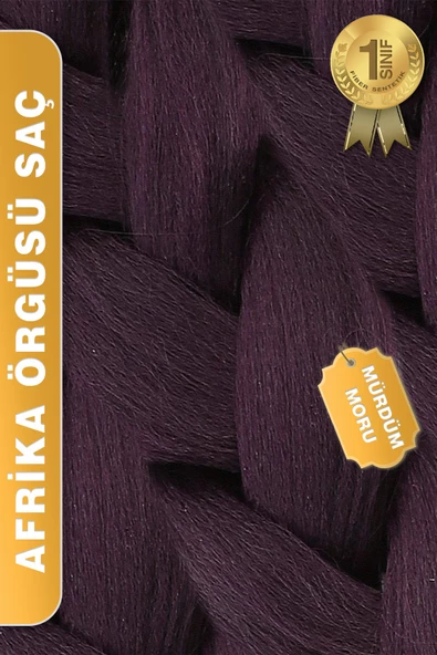 Afrika Zenci Örgüsü Rasta Ve Box Braid için Sentetik Saç - Mürdüm Moru - Resim 5