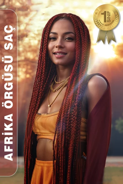 Afrika Zenci Örgüsü Rasta Ve Box Braid için Sentetik Saç - Koyu Kızıl - Resim 7