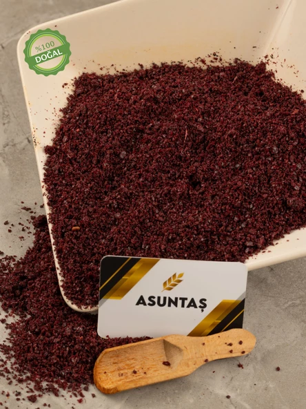 ASUNTAŞ Sumak Taş Değirmende Öğütülmüş Yağlı Ekşi Sumak İri Vakumlu Paket 250g