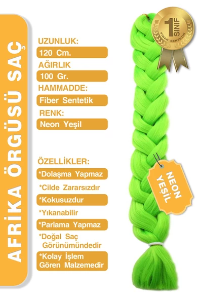 Afrika Zenci Örgüsü Rasta Ve Box Braid için Sentetik Saç - Neon Yeşil - Resim 6