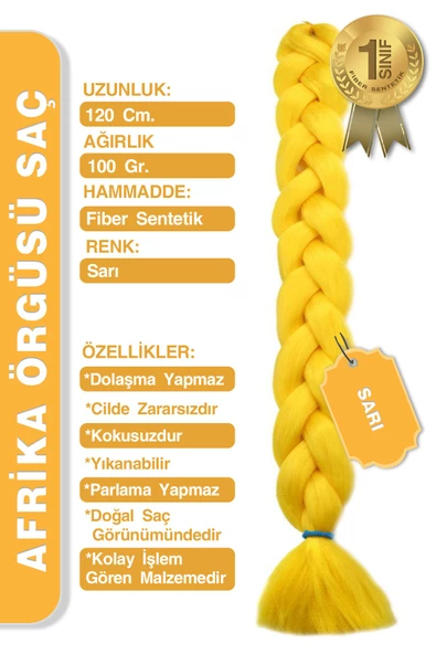 Afrika Zenci Örgüsü Rasta Ve Box Braid için Sentetik Saç - Sarı - 6
