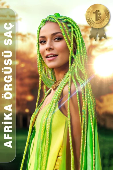 Afrika Zenci Örgüsü Rasta Ve Box Braid için Sentetik Saç - Neon Yeşil - Resim 7