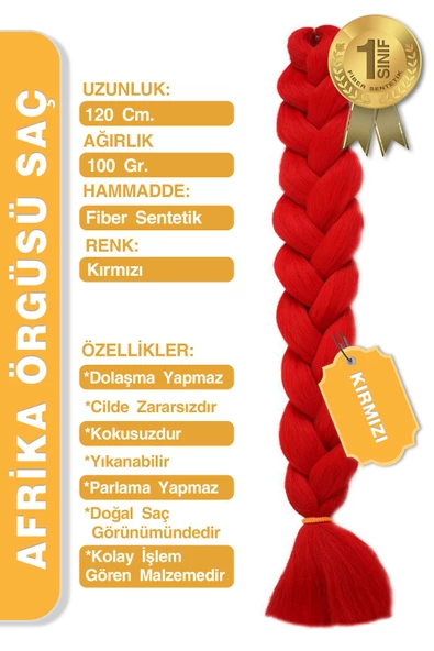 Afrika Zenci Örgüsü Rasta Ve Box Braid için Sentetik Saç - Kırmızı - Resim 6