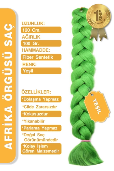 Afrika Zenci Örgüsü Rasta Ve Box Braid için Sentetik Saç - Yeşil - Resim 6