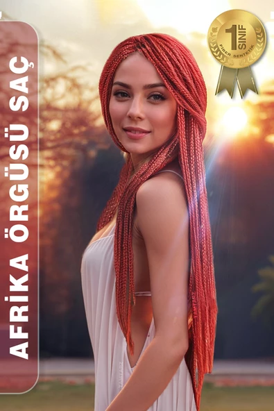 Afrika Zenci Örgüsü Rasta Ve Box Braid için Sentetik Saç - Kırmızı