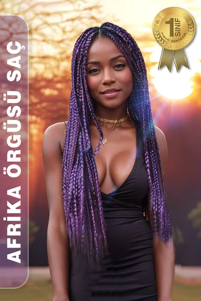 Afrika Zenci Örgüsü Rasta Ve Box Braid için Sentetik Saç - Koyu Mor