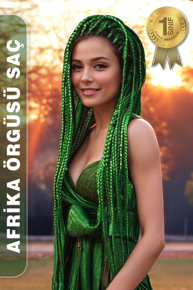 Afrika Zenci Örgüsü Rasta Ve Box Braid için Sentetik Saç - Yeşil - Resim 7