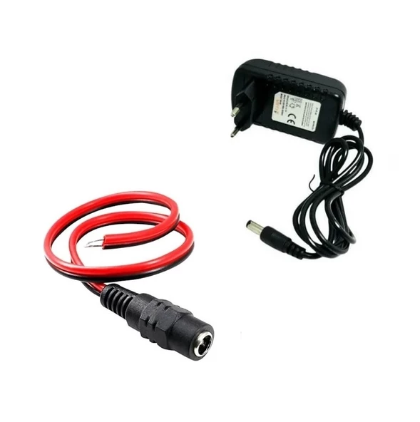 12V 1A Modem ve Arduino Uyumlu Priz Tipi Adaptör ve Güç Soketi 2.1mm DC Barrel Dişi Jack Kablosu - 4