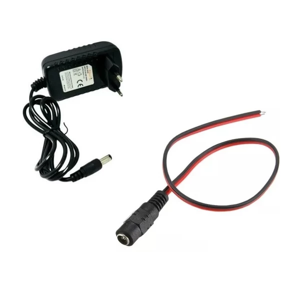 12V 1A Modem ve Arduino Uyumlu Priz Tipi Adaptör ve Güç Soketi 2.1mm DC Barrel Dişi Jack Kablosu - 3