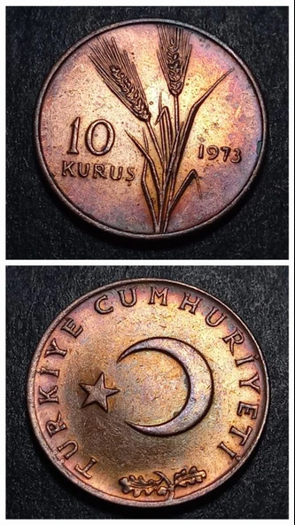 Escoines Koleksiyon 39963675df769d0e9e 1973 10Kuruş patinalı CA eski madeni para ürün görseli 1