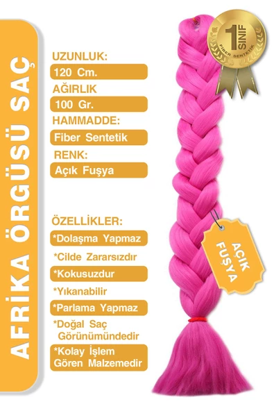 Afrika Zenci Örgüsü Rasta Ve Box Braid için Sentetik Saç - Açık Fuşya - Resim 6