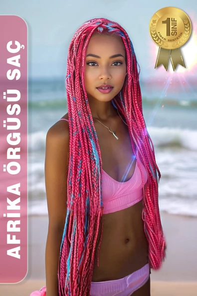 Afrika Zenci Örgüsü Rasta Ve Box Braid için Sentetik Saç - Koyu Pembe ürün görseli