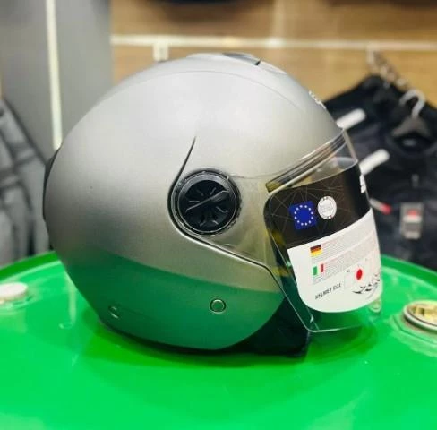 Sway 715 Solid Şeffaf Vizörlü Yarım Motosiklet Scooter Kaskı XL Beden Matt Titanium - 8