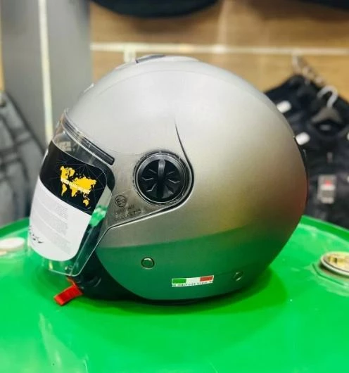 Sway 715 Solid Şeffaf Vizörlü Yarım Motosiklet Scooter Kaskı XL Beden Matt Titanium - 6