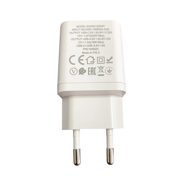 Shaza SG2501 20W USB QC3.0 + Type-C PD Şarj Adaptörü - 2