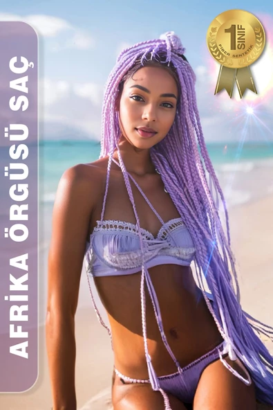 Afrika Zenci Örgüsü Rasta Ve Box Braid için Sentetik Saç - Lila ürün görseli