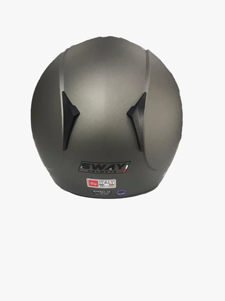 Sway 715 Solid Şeffaf Vizörlü Yarım Motosiklet Scooter Kaskı XL Beden Matt Titanium - 4