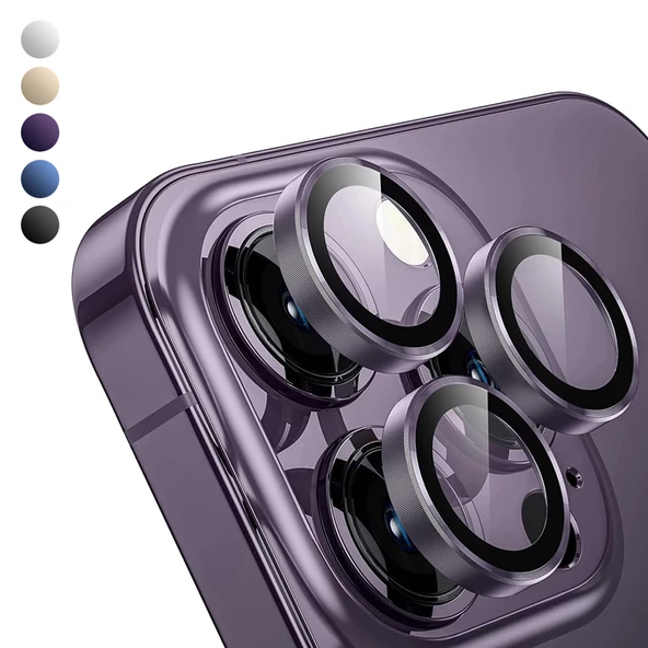 Shaza iPhone 14 Pro / iPhone 14 Pro Max Safir Kamera Lens Koruyucu 3lü Set