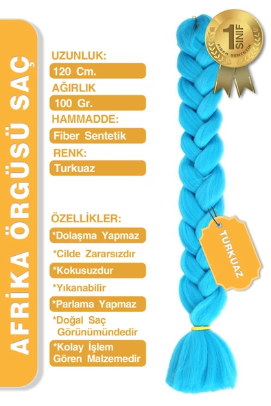 Afrika Zenci Örgüsü Rasta Ve Box Braid için Sentetik Saç - Turkuaz - Resim 7