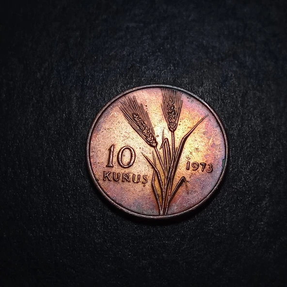Escoines Koleksiyon 39963675df769d0e9e 1973 10Kuruş patinalı CA eski madeni para - Resim 2