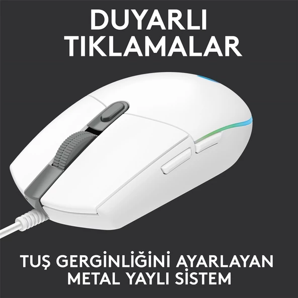 LOGITECH G G102 Lıghtsync Oyuncu Mouse Beyaz 910-005824 - Resim 3