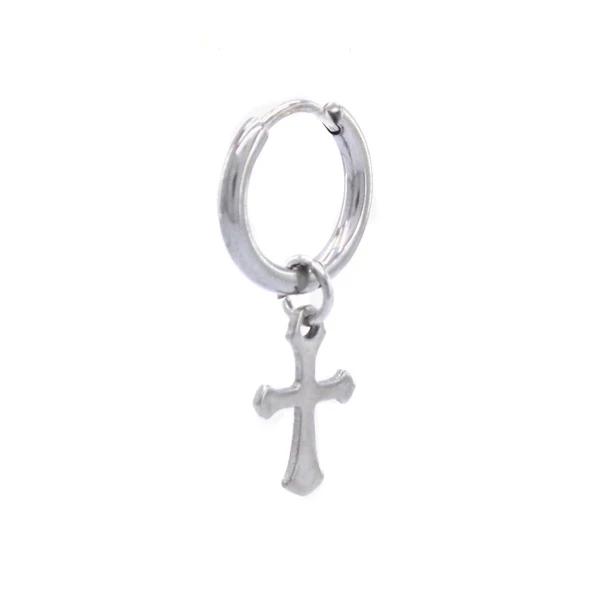 BZ 316L Çelik Unisex Tek Haç Küpe UNK-479 - 3