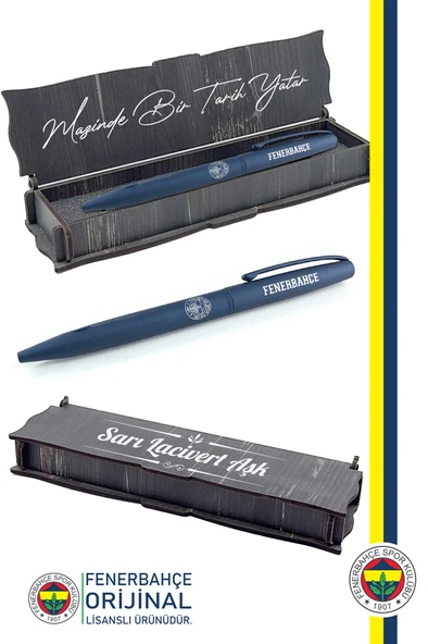XFenerbahçe Orijinal Lisanslı Özel Ahşap Kutulu Tükenmez Kalem