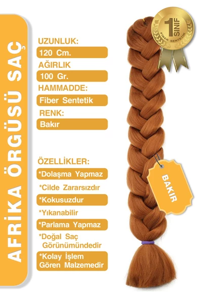 Afrika Zenci Örgüsü Rasta Ve Box Braid için Sentetik Saç - Bakır - Resim 2