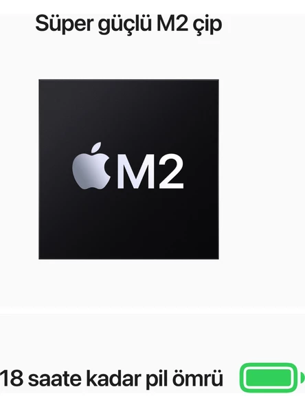 Apple MacBook Air M2 Çip 8GB 256GB SSD macOS 13" Taşınabilir Bilgisayar Gece Yarısı MLY33TU/A - 10