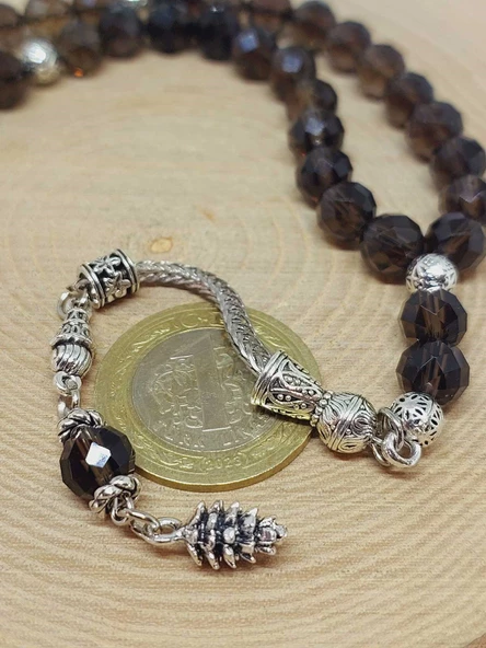 Dumanlı Kuvars Taşı Üst Segment Faset Kesim 33lük Tesbih 8mm (42510) - Resim 3