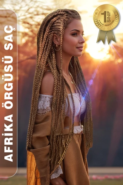 Afrika Zenci Örgüsü Rasta Ve Box Braid için Sentetik Saç - Karamel ürün görseli