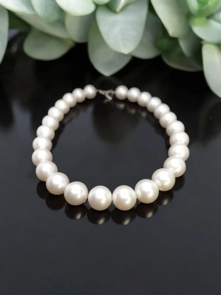 Krem Büyük İnci Boncuk Choker Aesthetic Vintage Soft Hediyelik Tasarım Kolye 1 Adet