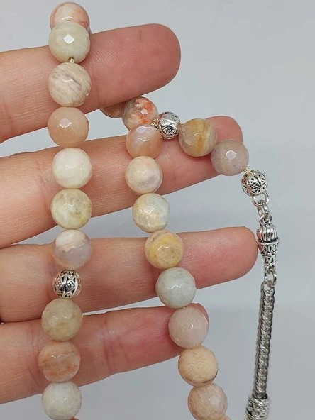 Güneş Taşı Üst Segment Petek Kesim 33lük Tesbih 8mm (36540) - Resim 2