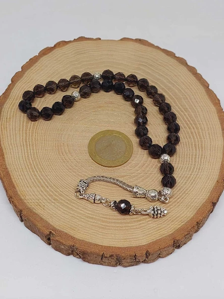 Dumanlı Kuvars Taşı Üst Segment Faset Kesim 33lük Tesbih 8mm (42510) - Resim 5